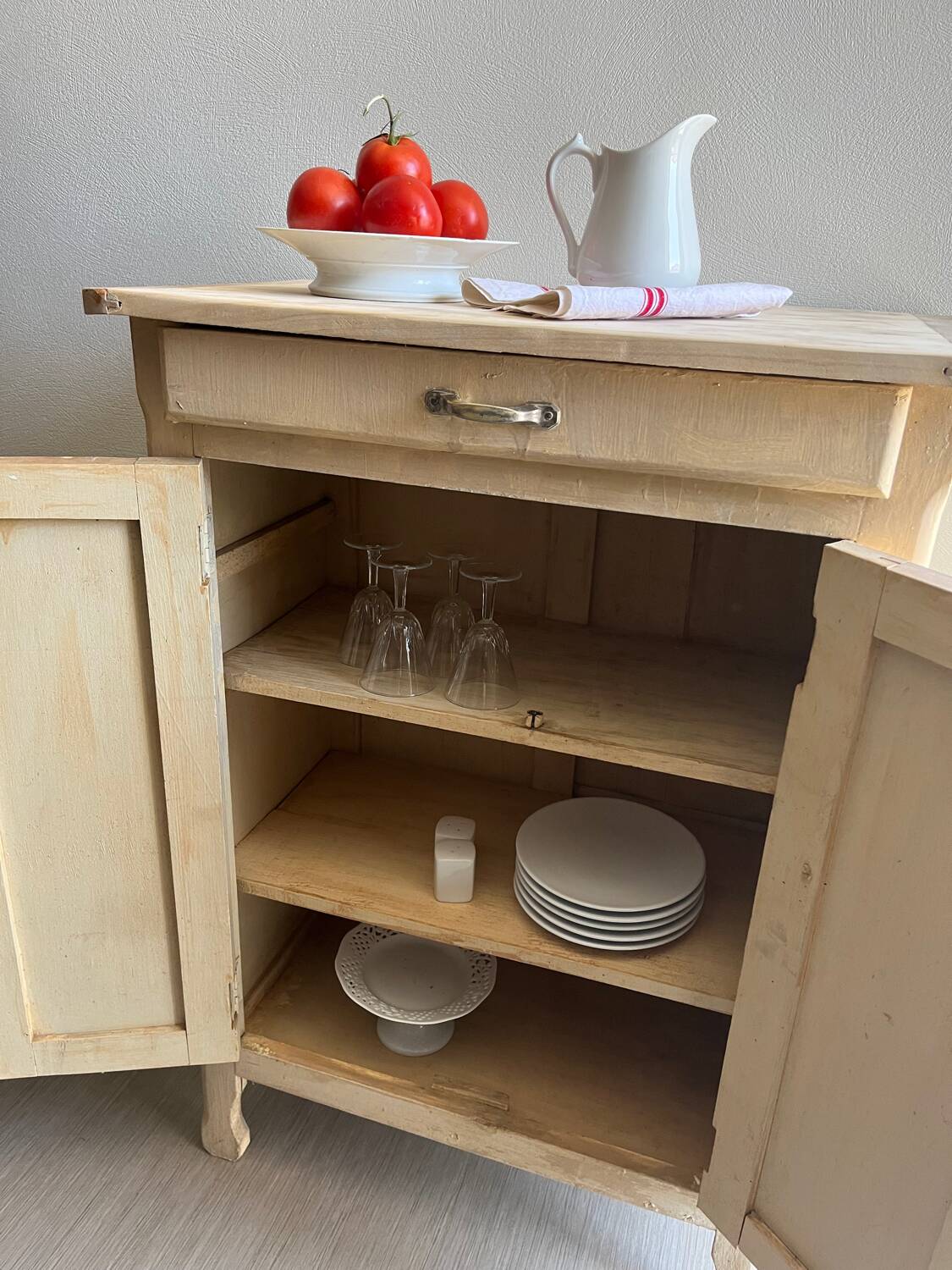 Antique Parisian buffet/jam cupboard in patinated wood