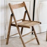 Pair of folding wooden chairs
