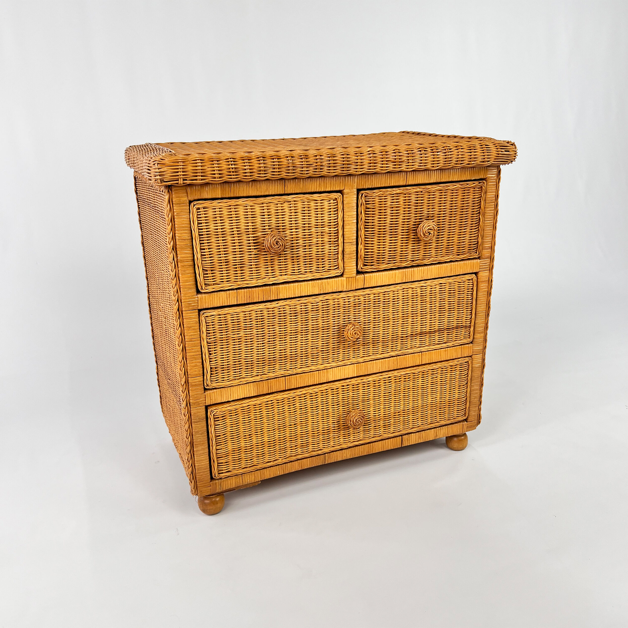 Vintage rattan chest of drawers 1970s