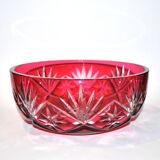 Saint-Louis Massenet cut crystal bowl lined with Raspberry Red OVERLAY
