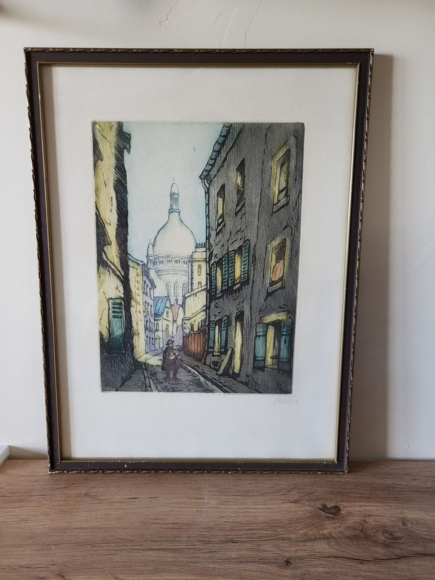 Lithograph Marcel Julien Baton/ Rue de Paris/ Sacré-Cœur /