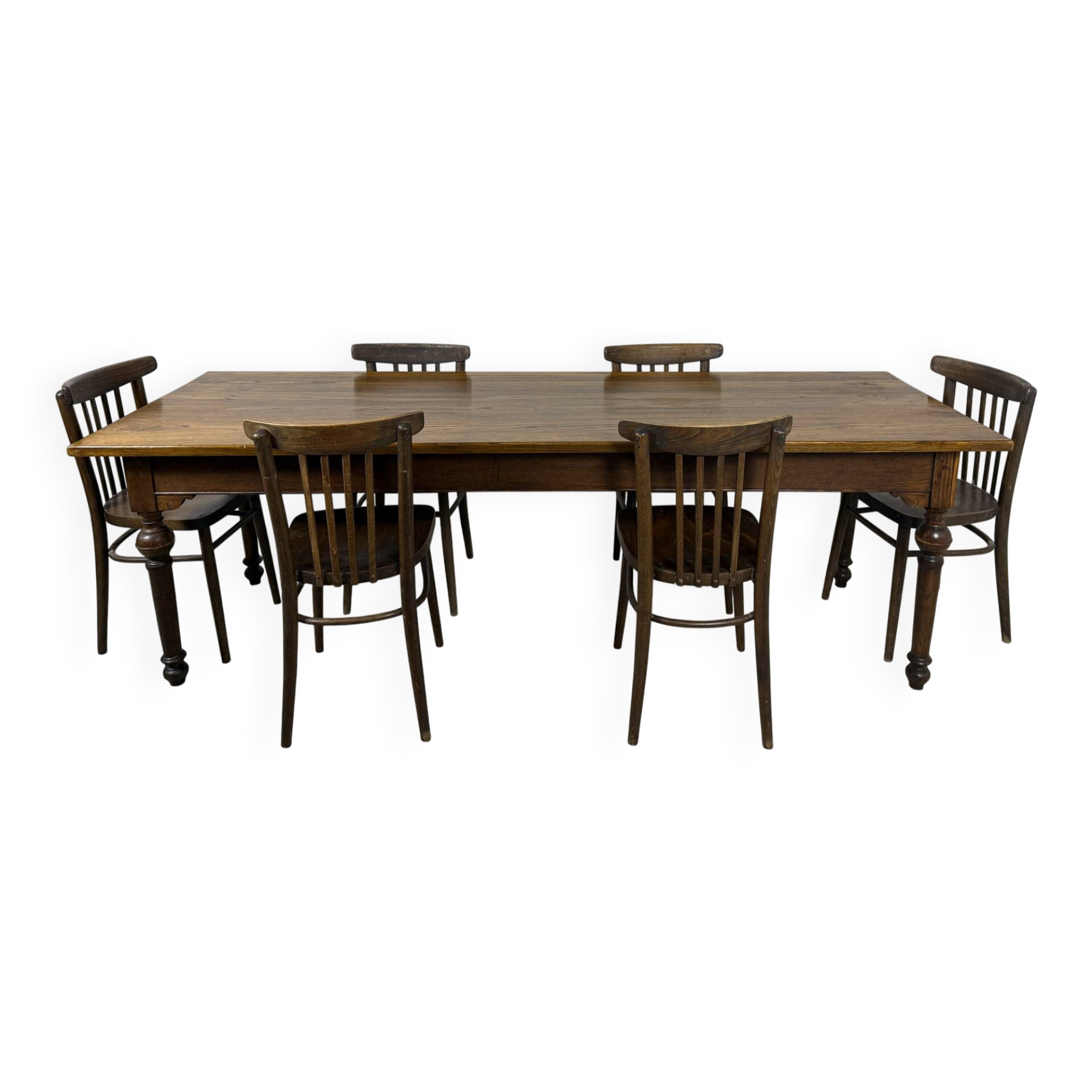 Grande table de ferme ancienne en chêne – 229 cm