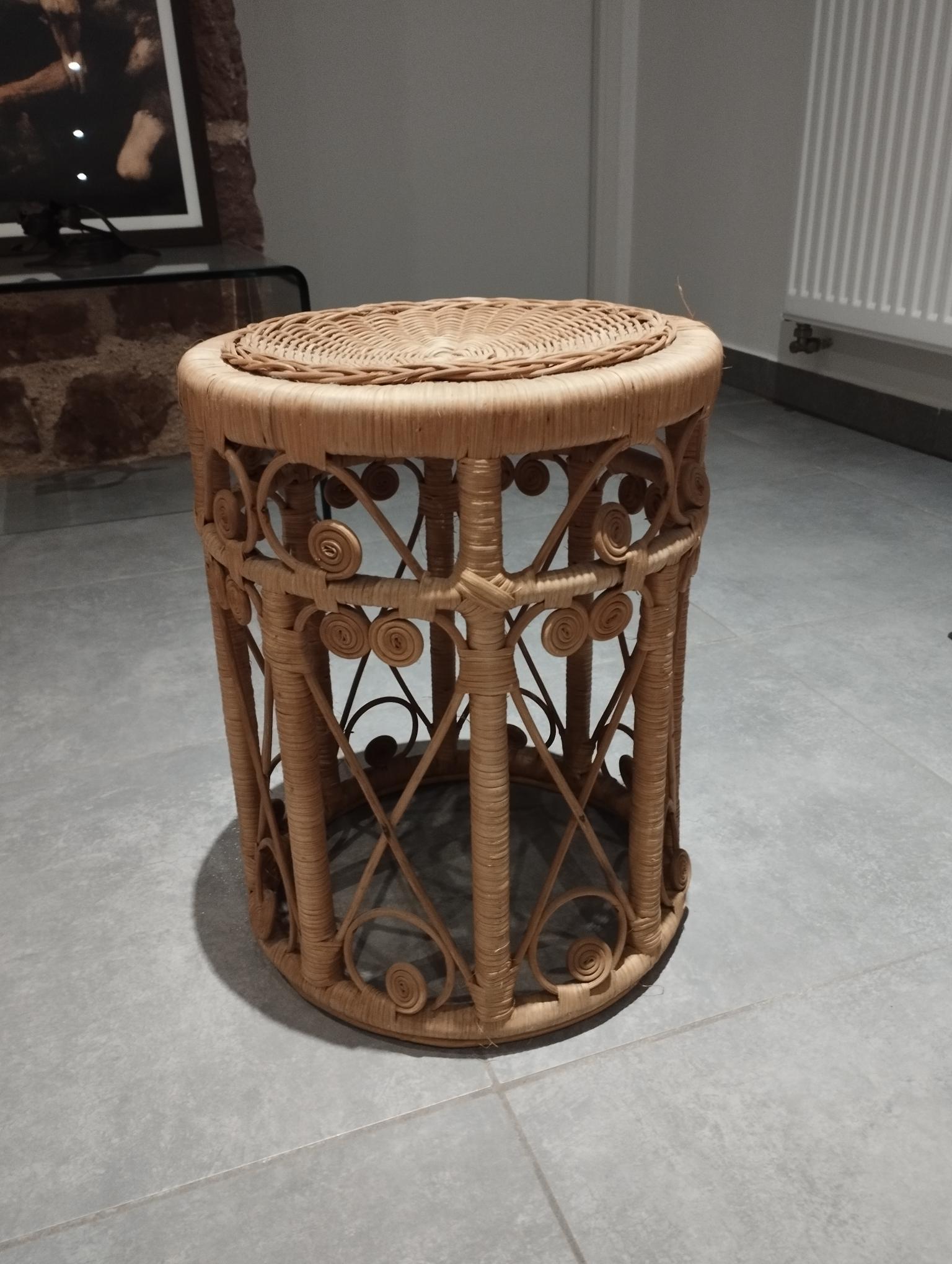Peacok vintage bohemian chic rattan stool