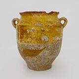Magnifique pot à confit jaune vernissé, sud ouest de la France. XIXème