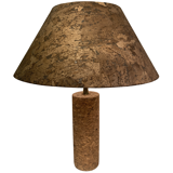 Lampe de table italienne en liège et laiton du milieu du siècle