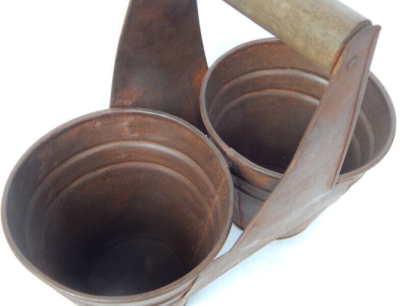 Antique Double Iron Metal Pot