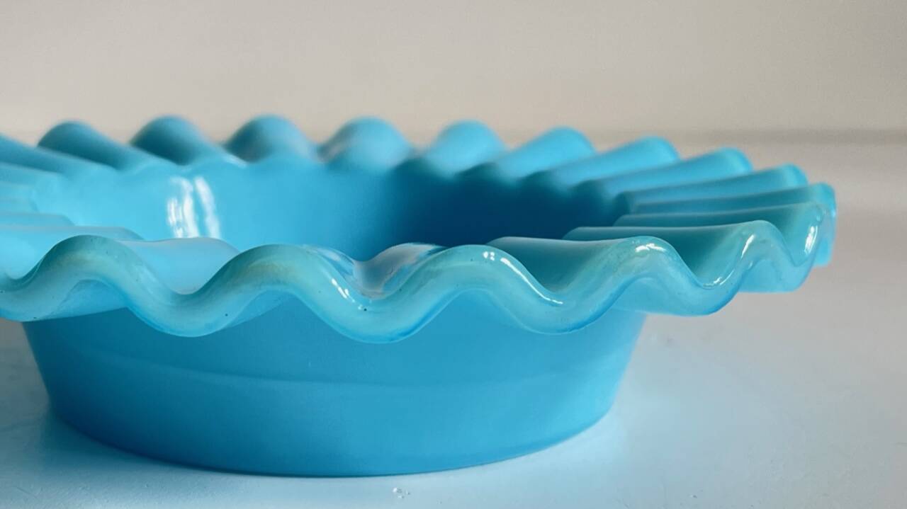 CENDRIER Vide-Poche Verre OPALIN Bleu VINTAGE