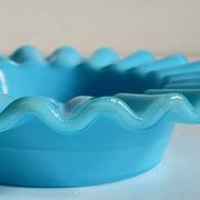 CENDRIER Vide-Poche Verre OPALIN Bleu VINTAGE