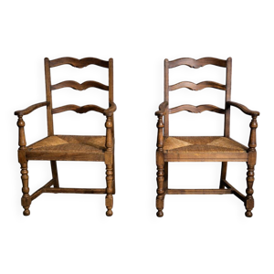 Paire de fauteuils rustiques