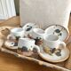 Coffee cups and plates Poterie de La Colombe tachist stoneware 50/60