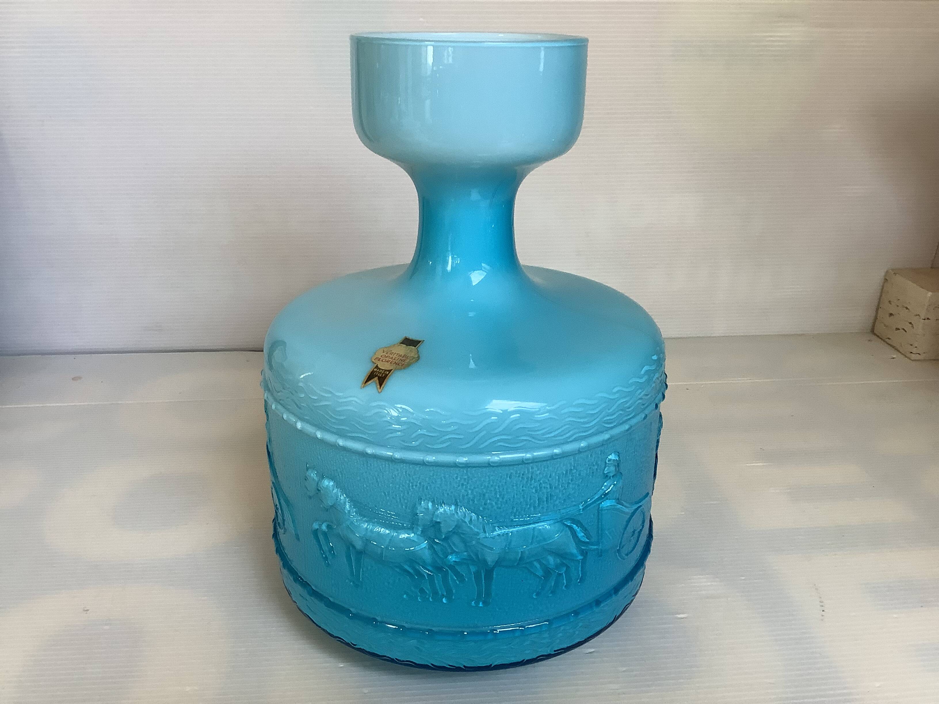 Blue opaline vase Italy