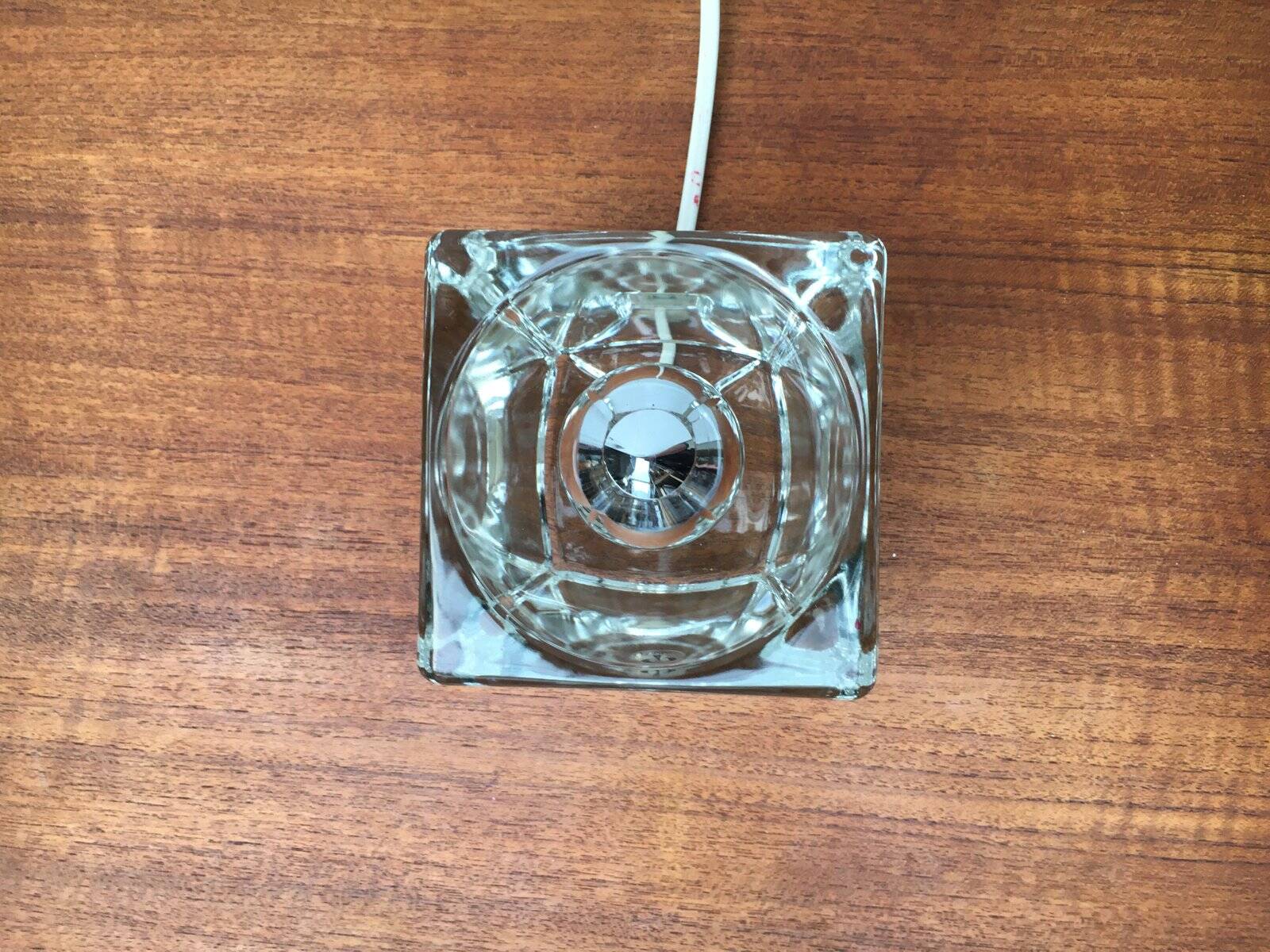 Vintage German table lamp in glass TA 14 Cube by Peill & Putzler, 1970s.