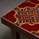Wooden Veneer Low Side Table with Colourful Flower Ceramics Top, 1970s