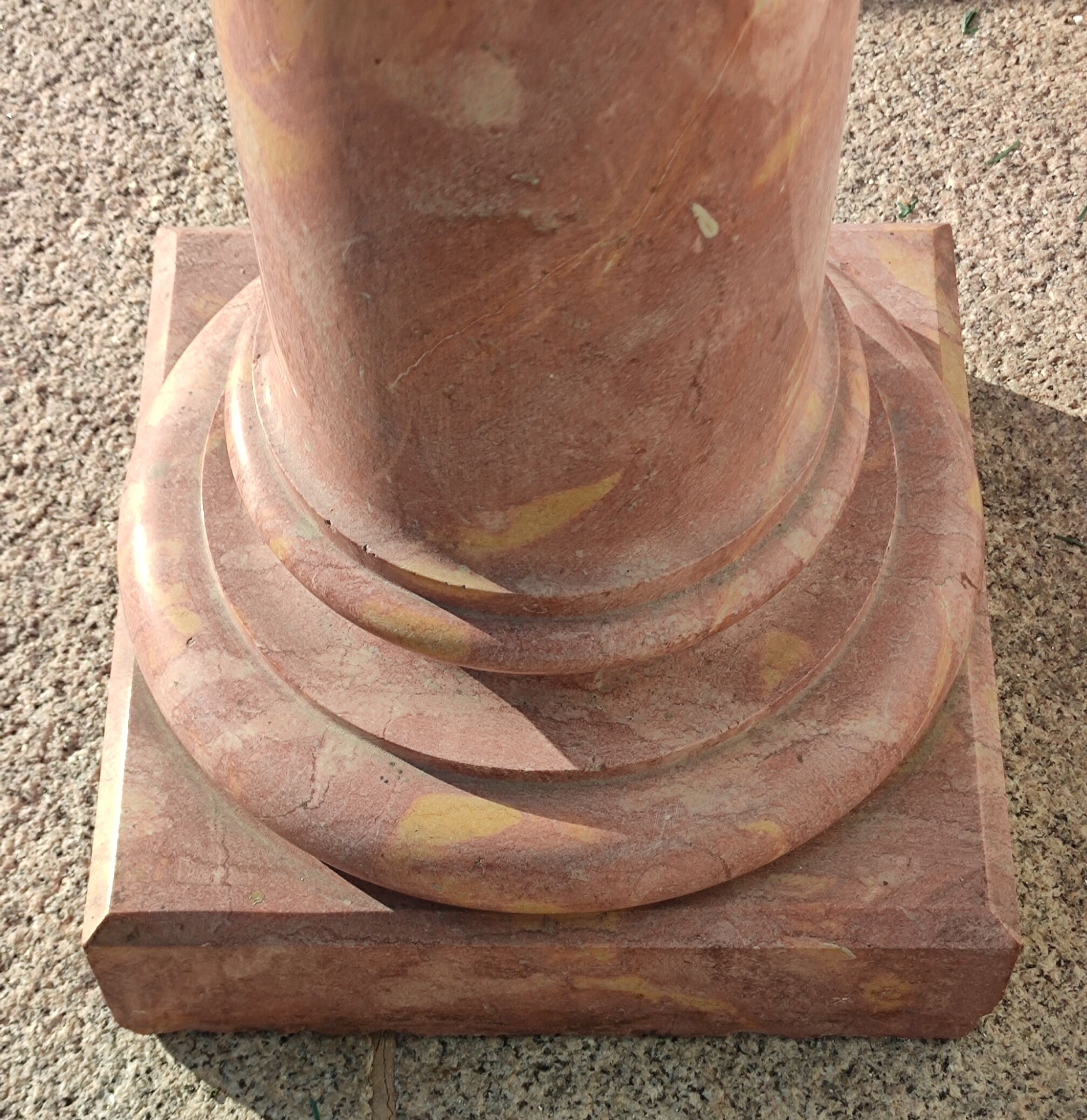 Old pink marble presentation column