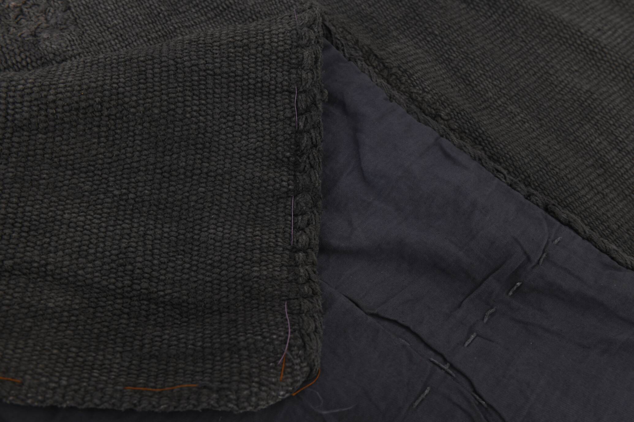 Anthracite Grey Large Area Soft Kilim Rug For Bedroom, 147x205 Cm