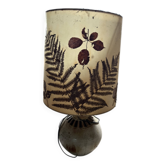 Vintage handmade lamp 1970 - natural leaf shade & base