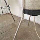 Floor lamp seventies totem, chrome and suede