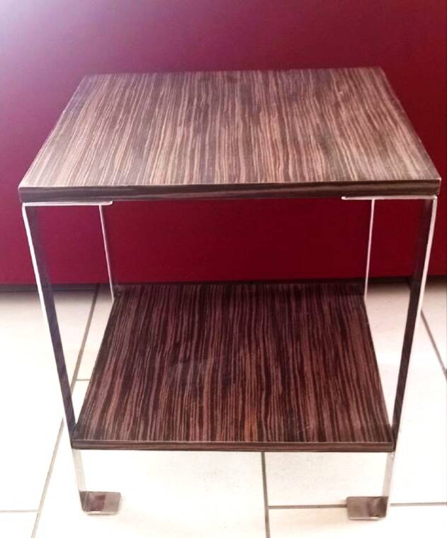 Coffee table or side table in Zebrano wood and chrome, 1970s