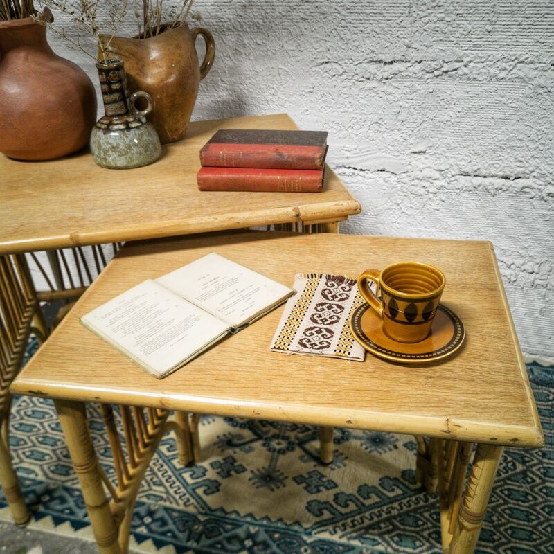 Rattan nesting tables