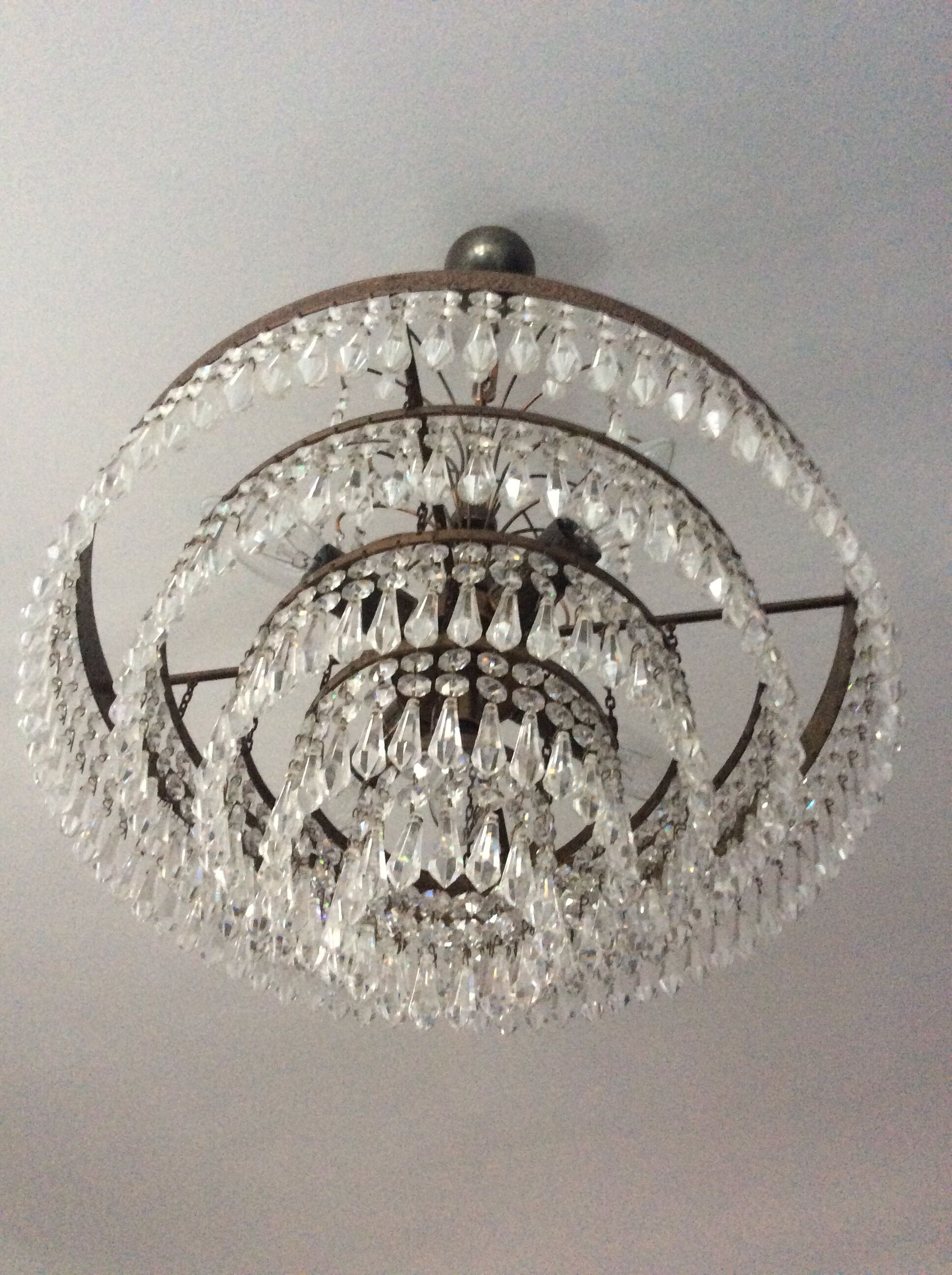 Chandelier cascading crystal and bronze tassels
