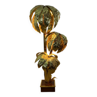 Brass Palm Tree Floor Lamp 1970s Hollywood Regency Vintage Maison Jansen
