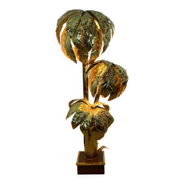 Lampadaire en laiton Palmier des années 1970 Hollywood Regency Vintage Maison Jansen