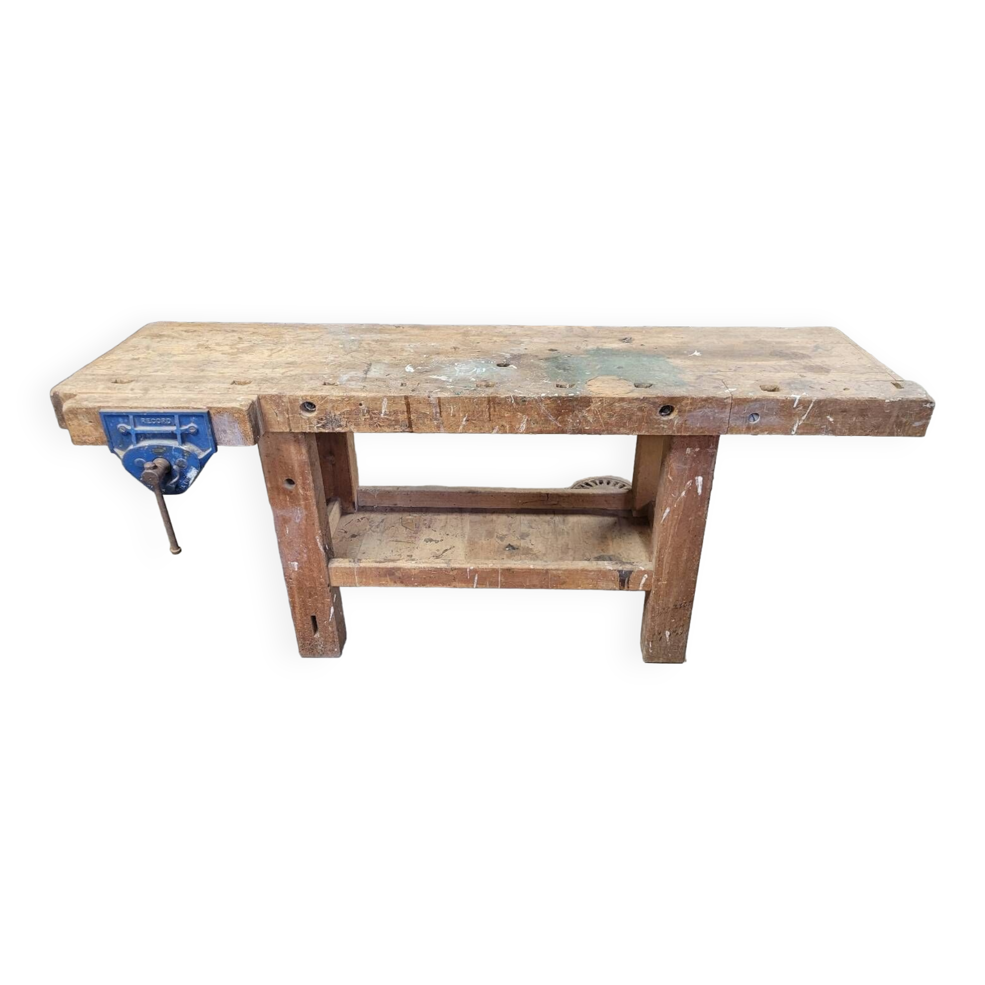 Ancien établi vintage de menuisier en bois, déco industrielle