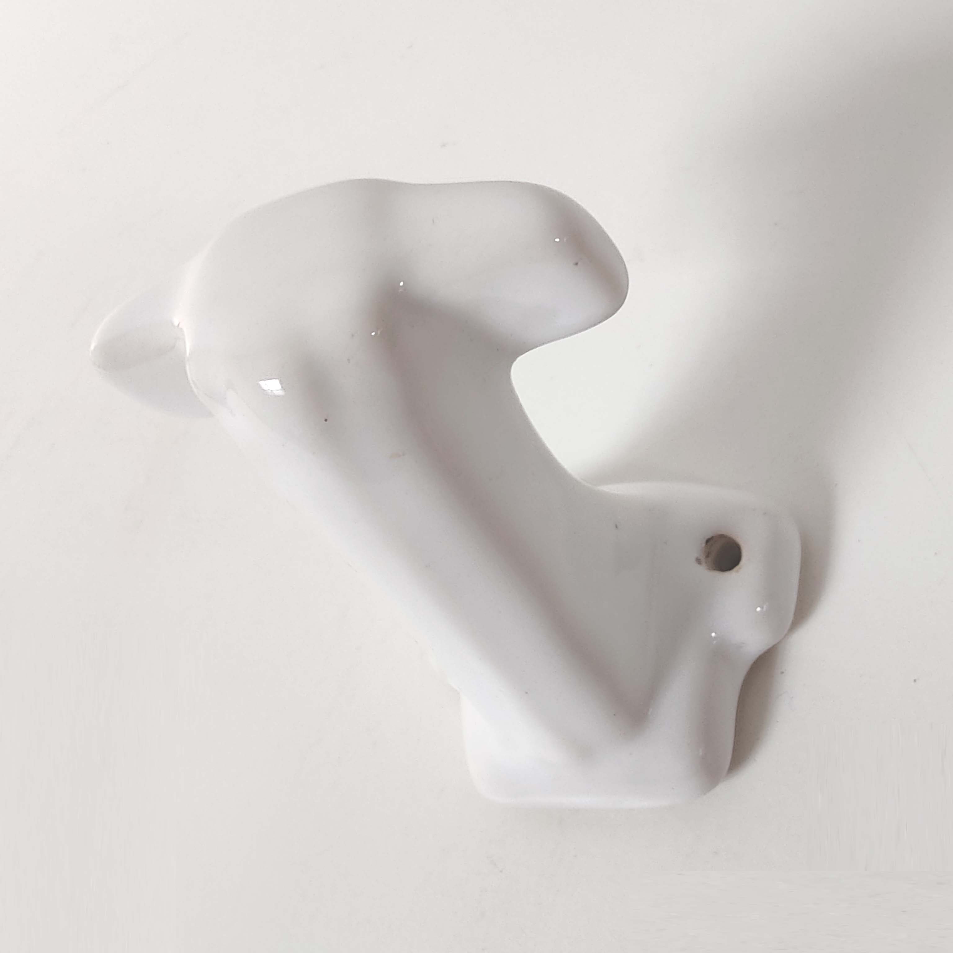 Coat rack hook in white art deco porcelain