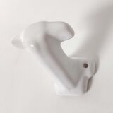 Coat rack hook in white art deco porcelain
