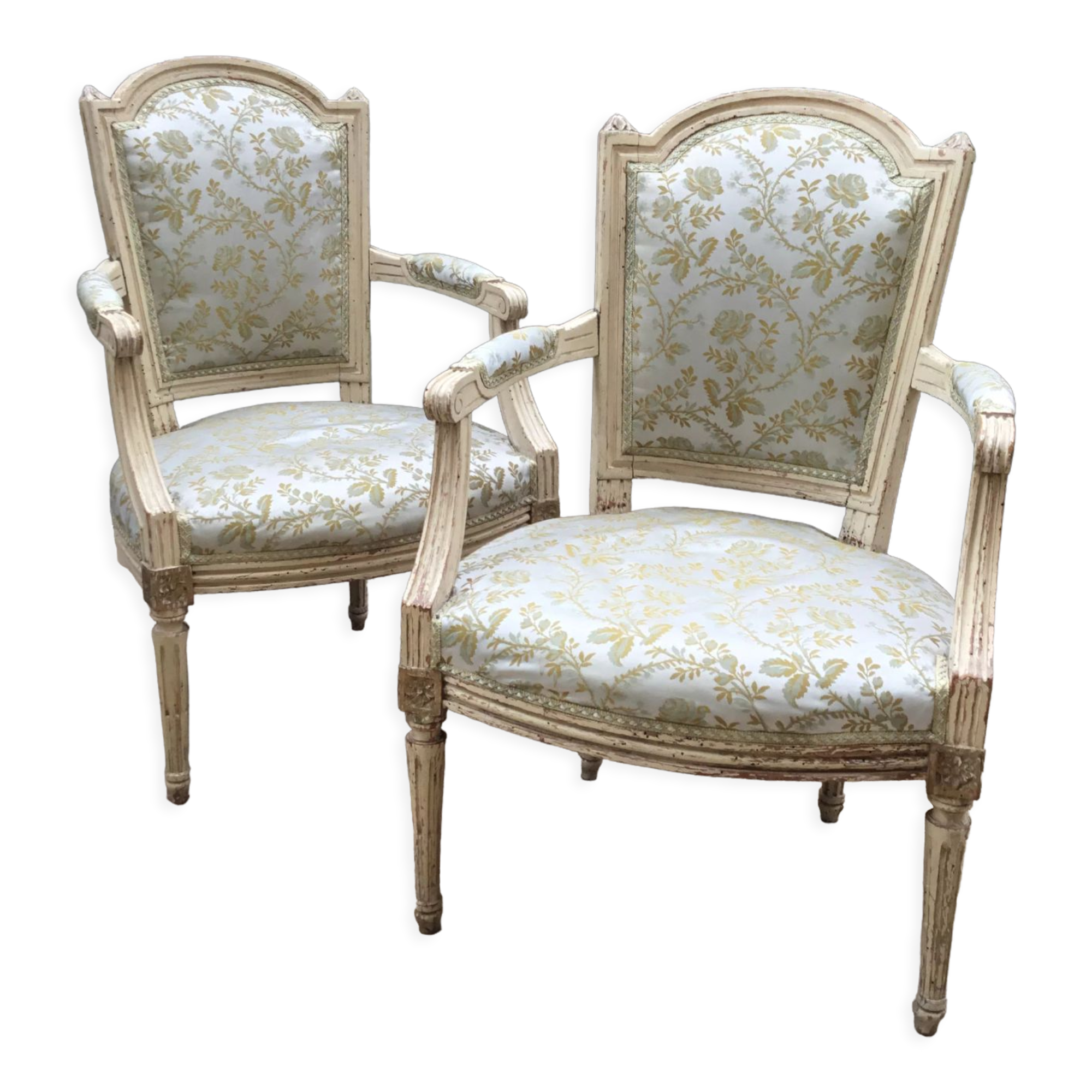Pair of Louis XVI period cabriolet armchairs