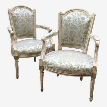 Paire de fauteuils cabriolets d’époque Louis XVI