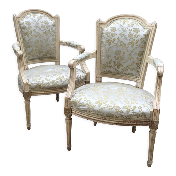 Paire de fauteuils cabriolets d’époque Louis XVI