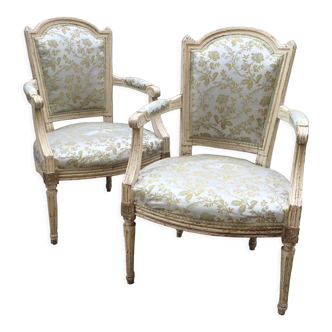 Paire de fauteuils cabriolets d’époque Louis XVI