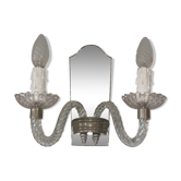 Applique murale chandelier en verre miroir ciselé et acier, XXe