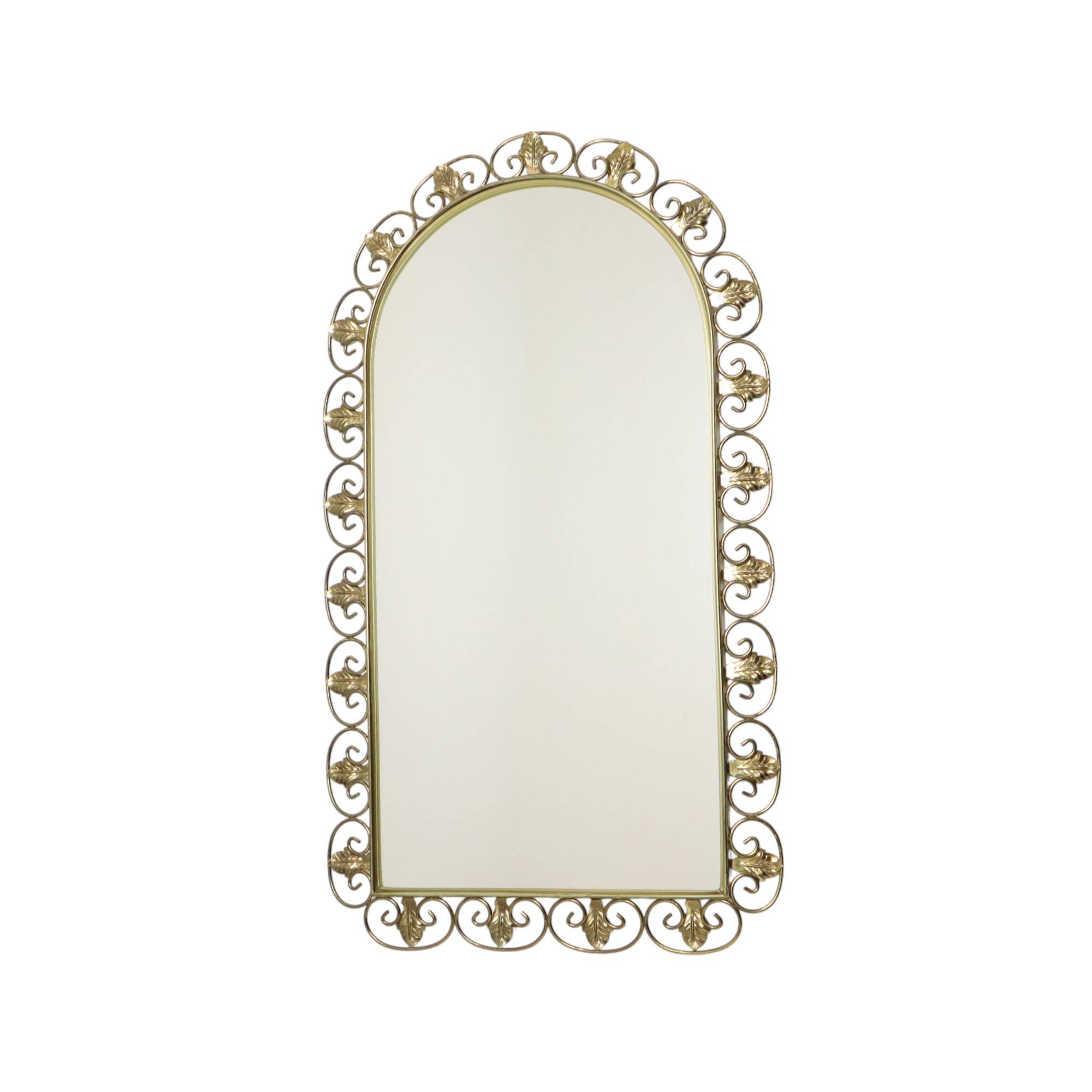 Miroir Deknudt Vintage Doré Métal Cuivré Acanthe