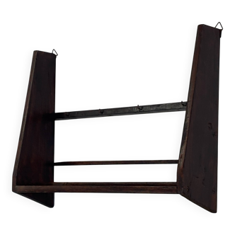 Vintage wooden wall shelve rack bookshelf in wood minimalist