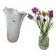 White pleated glass vase fidrio