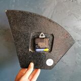 Vintage formica clock silent asymmetrical wall pendulum "Vedette noir"