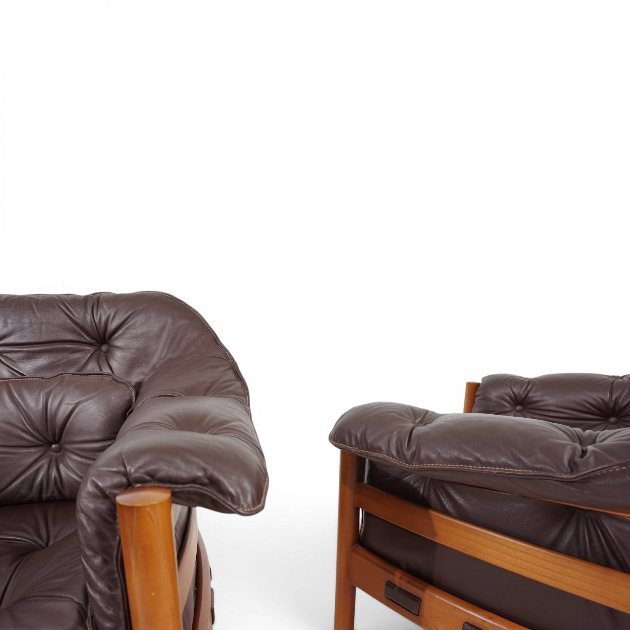Pair of Coja Leather Lounge Chairs by Sven Ellekaer, 1960
