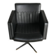 Black swivel club armchair in faux leather with golden metal base, Czechoslovakia 1960s.