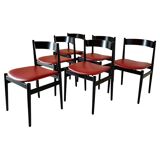Italian Modern Dining Chairs Set of Six, Gianfranco Frattini for Cassina, Italy 1960 's