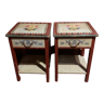 Hand-painted vintage Swiss bedside tables