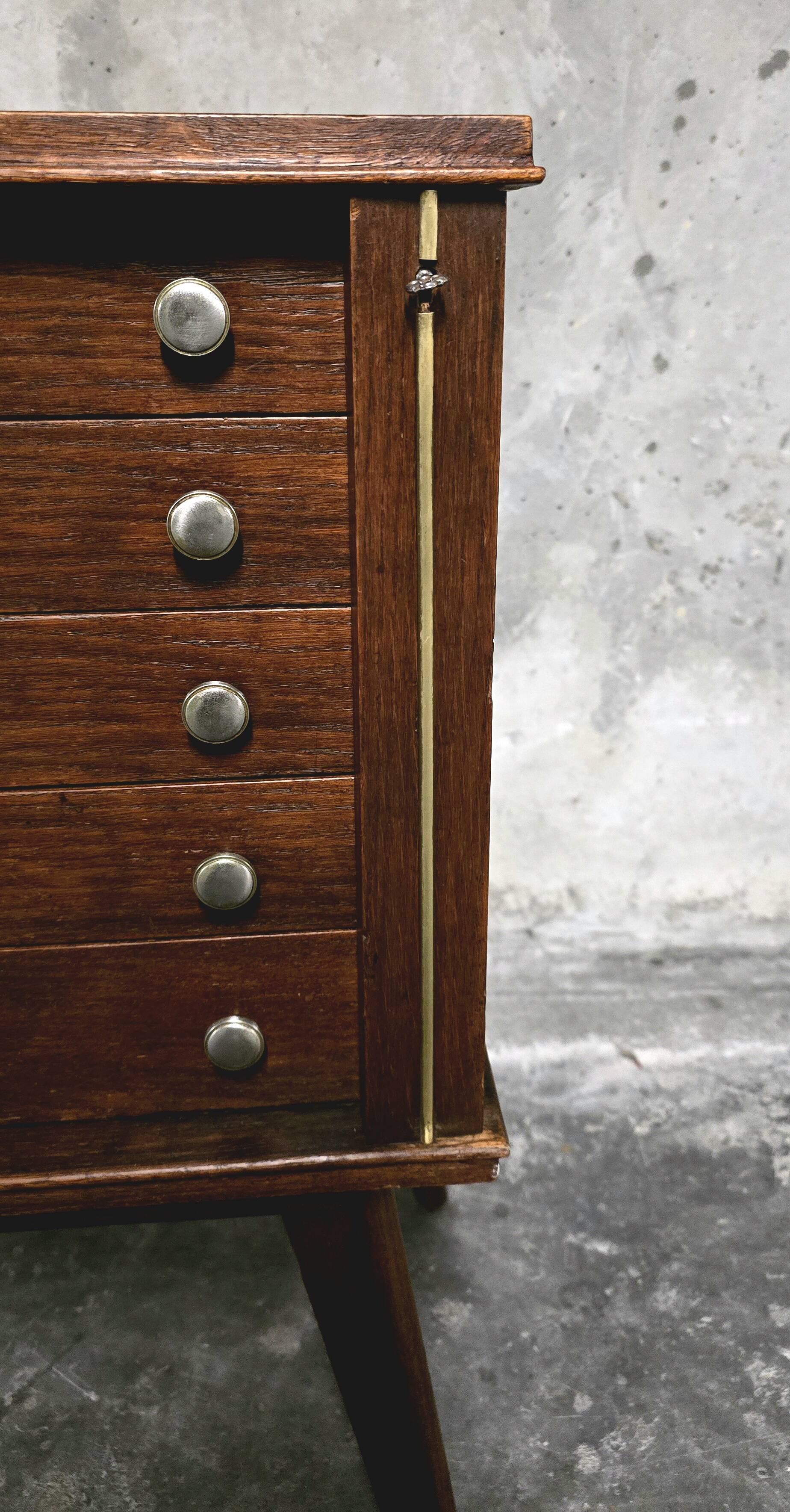 Empty silverware cabinet / vintage cutlery cabinet on tapered legs – year