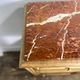 Provincial antique bedside table in walnut, with a red marble top.