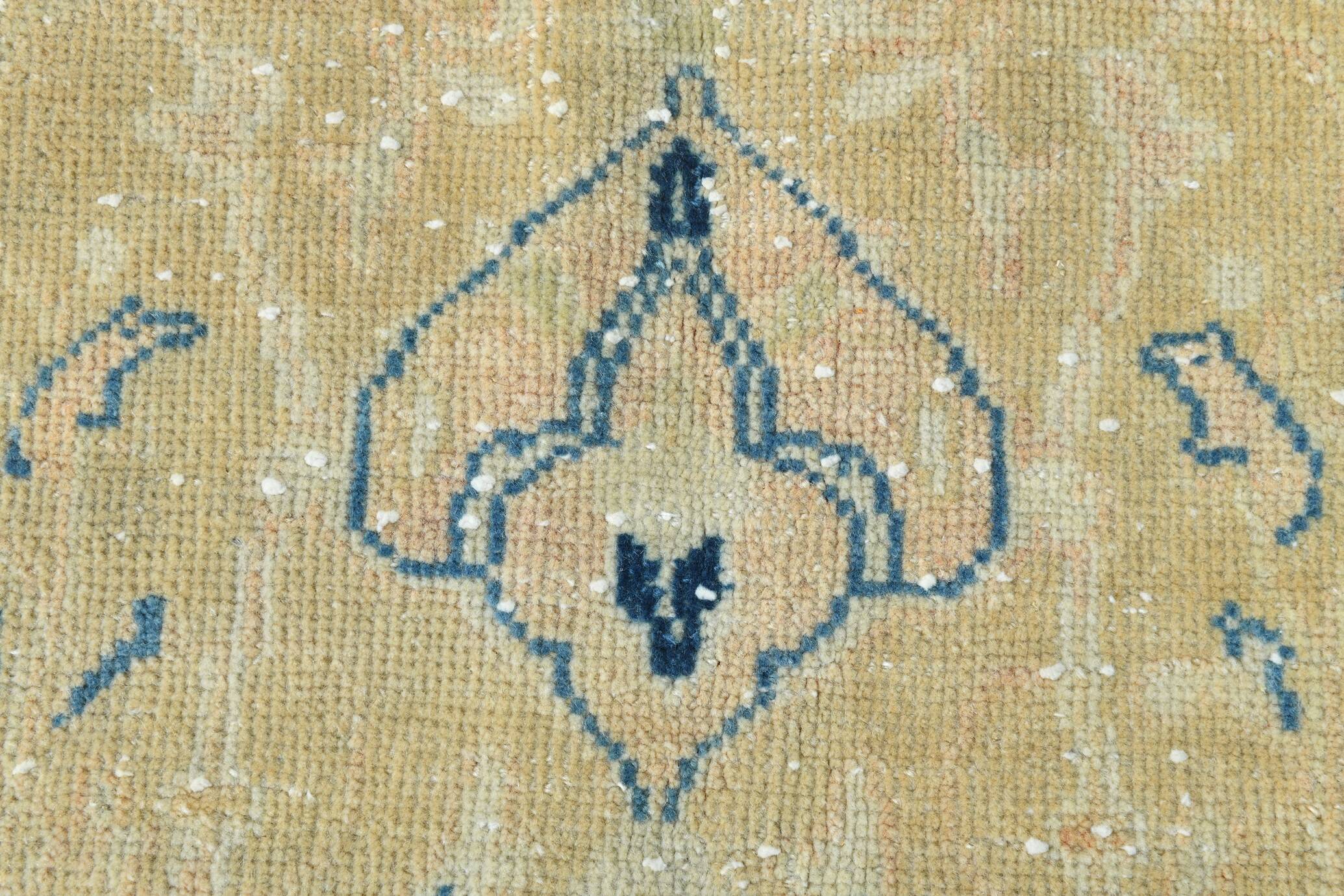 Tapis Persan Vintage Beige Et Bleu à Motifs Floraux, 301x388Cm