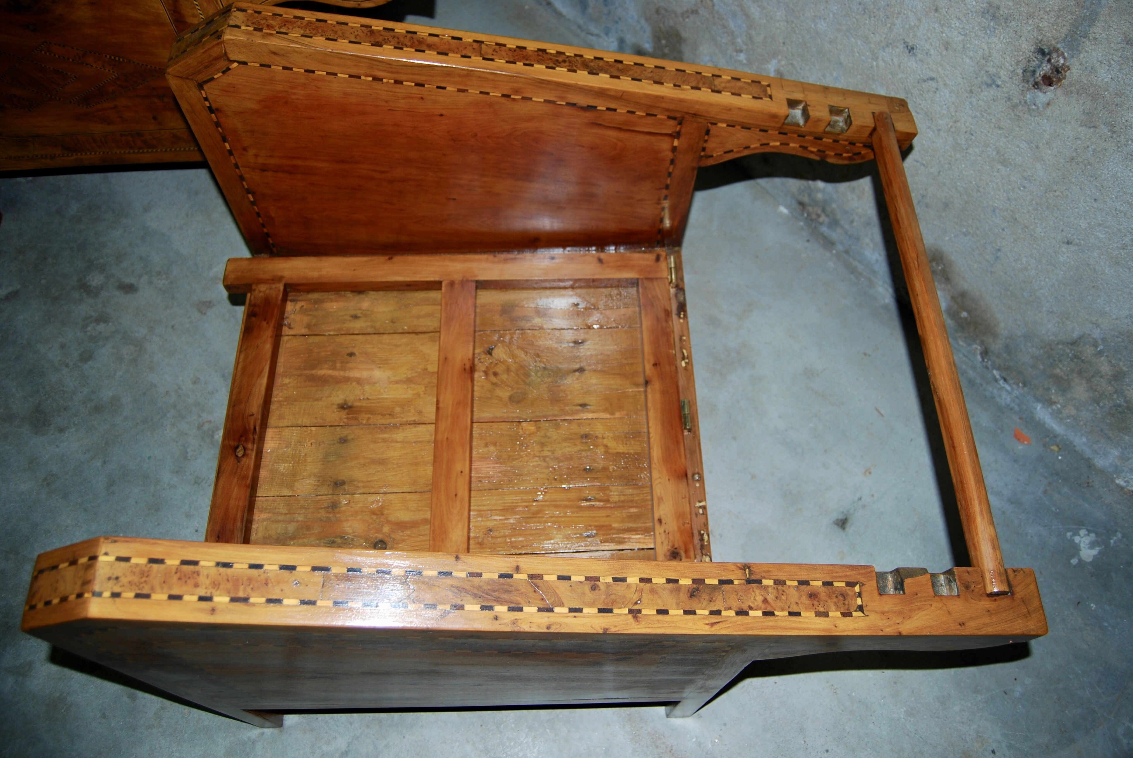 Vintage wooden veranda armchairs with inlaid marquetry 1930s