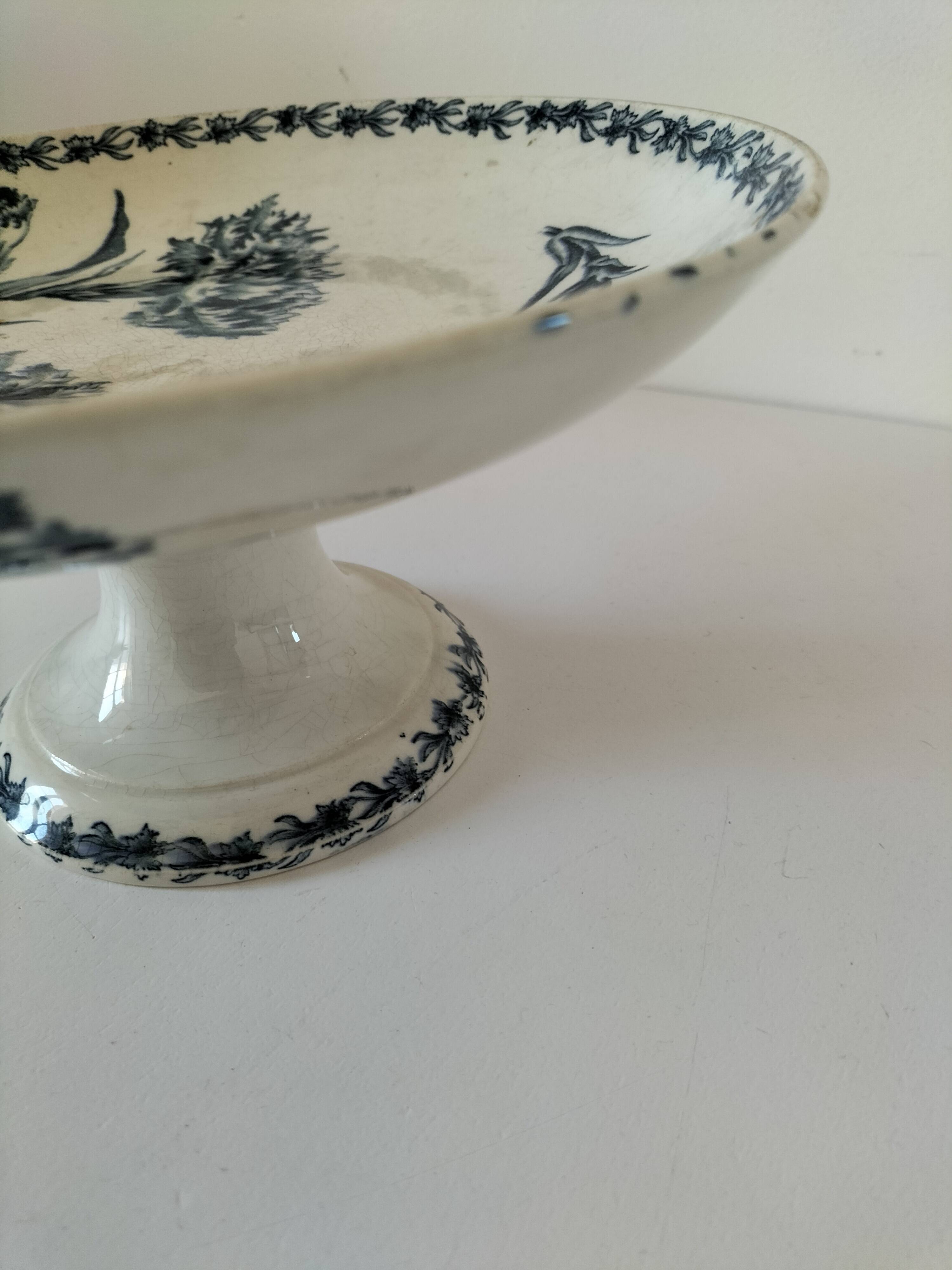 KG Lunéville footed plate with blue carnation decoration, 1880-1910