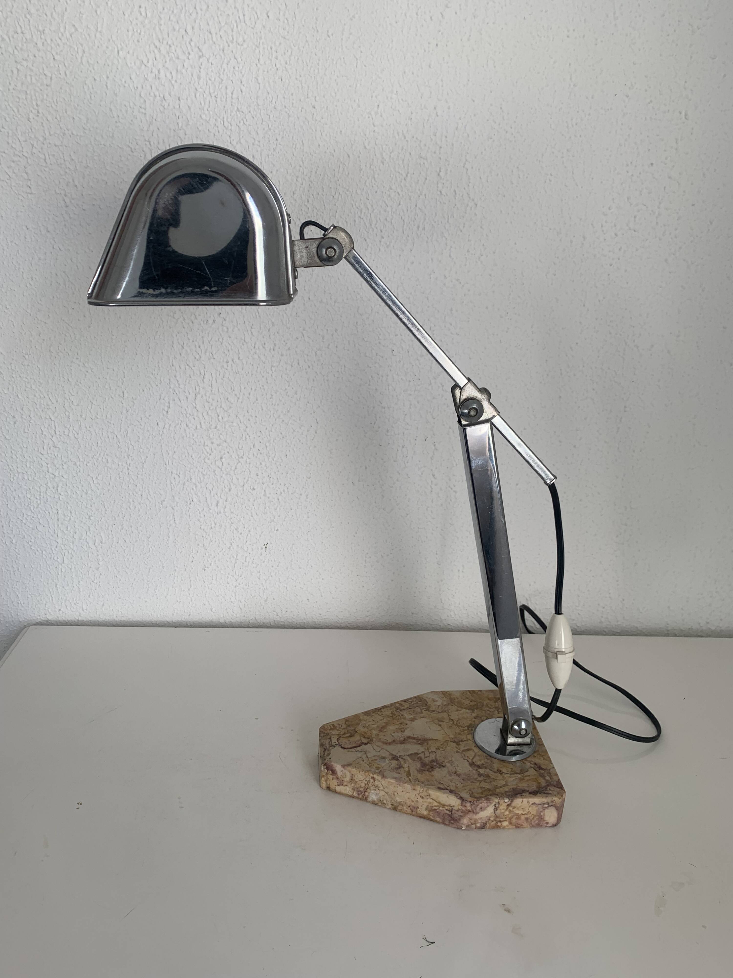 Lampe vintage 1930 Fare artisanat Français marbre sable - 45 cm