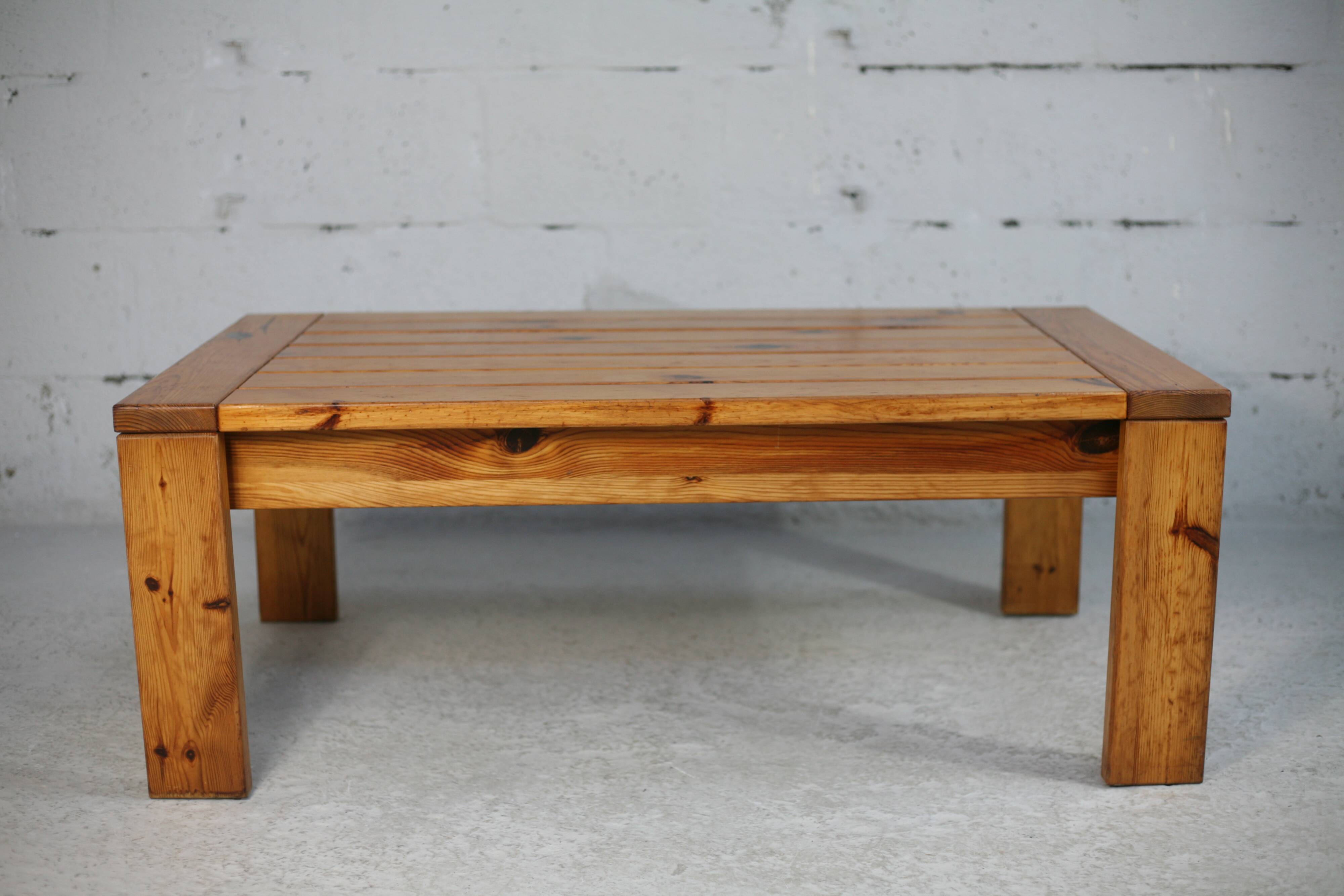 Pine coffee table. France, circa 1970