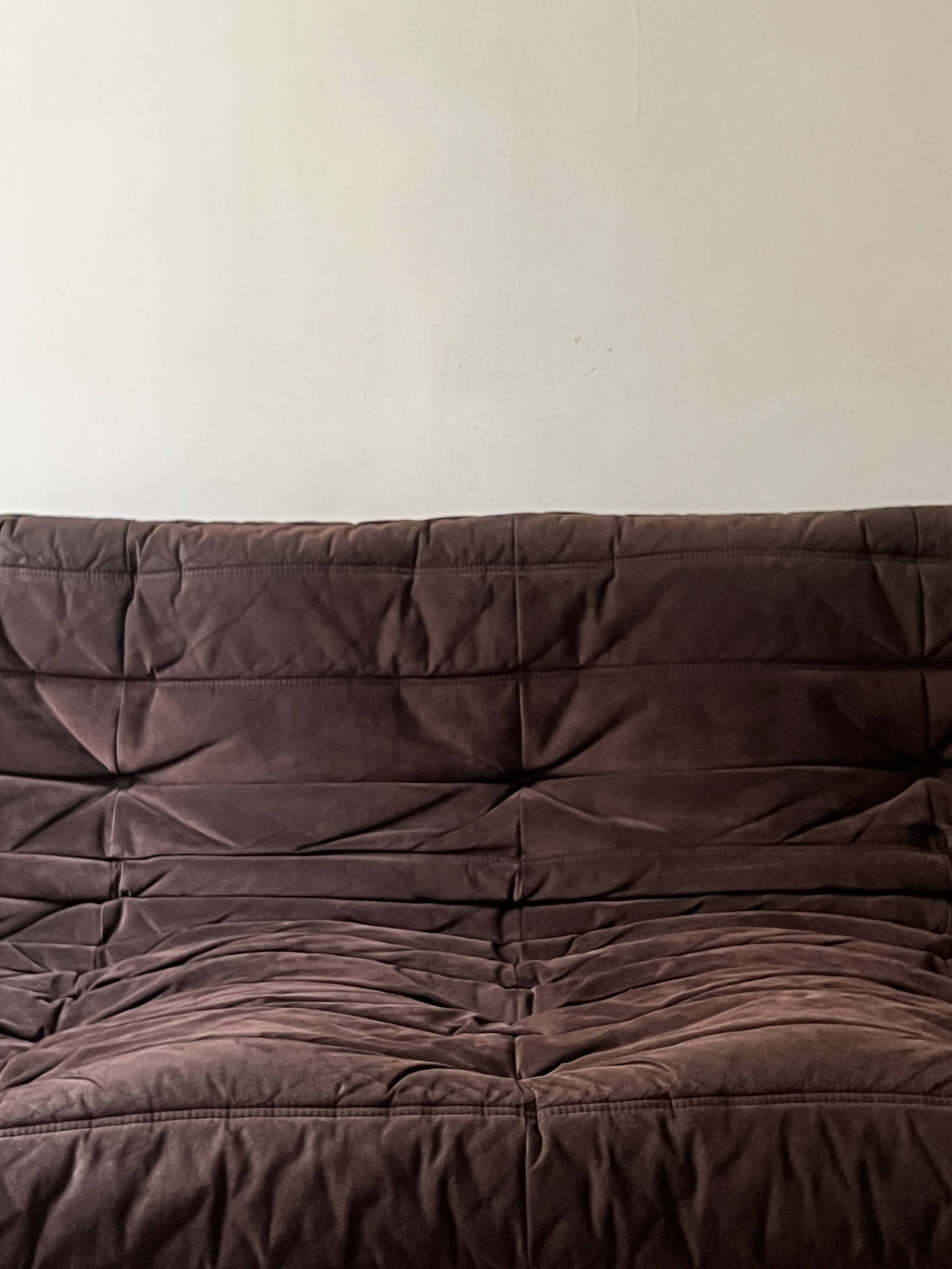 Togo 3-seater sofa in brown alcantara suede, Ligne Roset